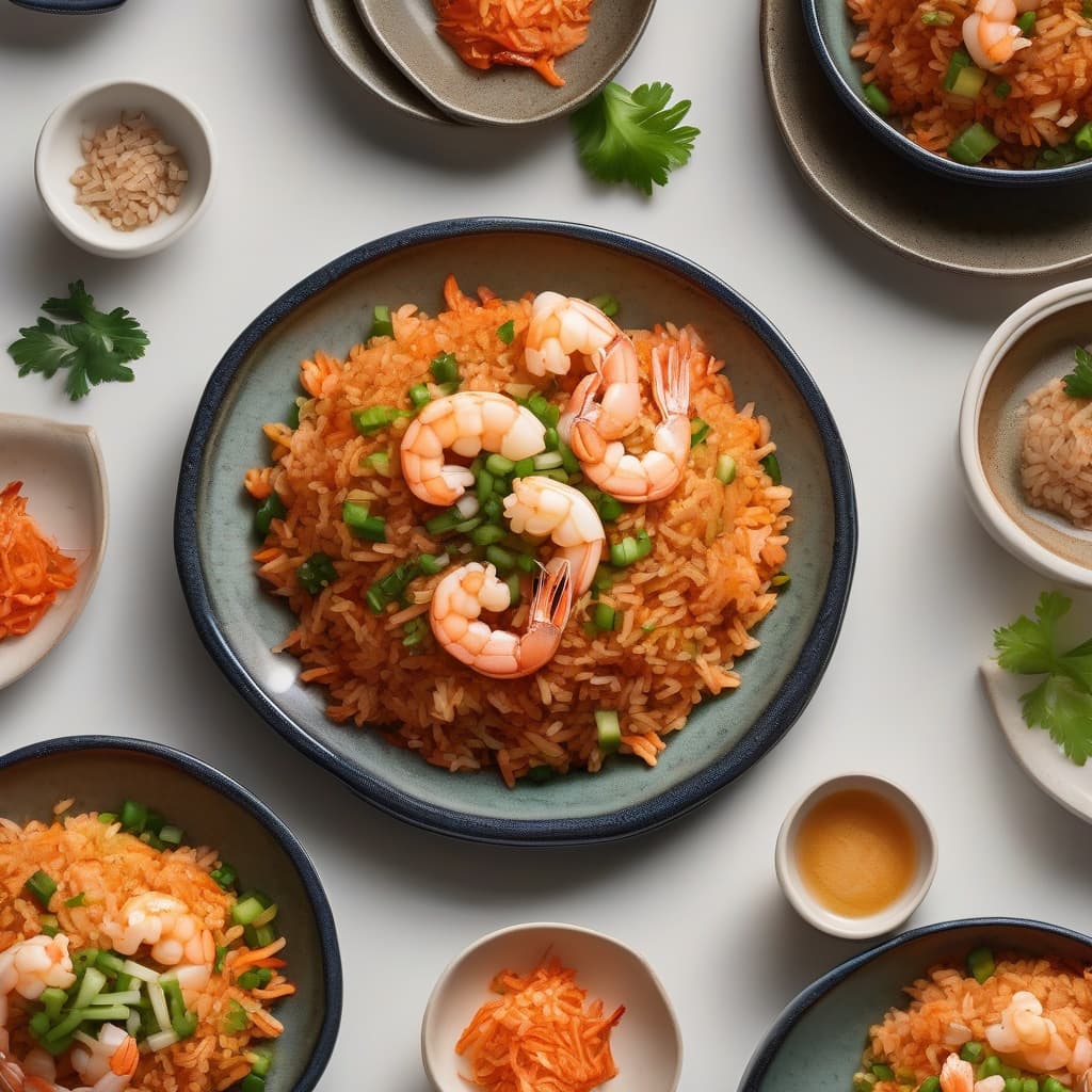 Kimchi Fried Rice with Shrimp